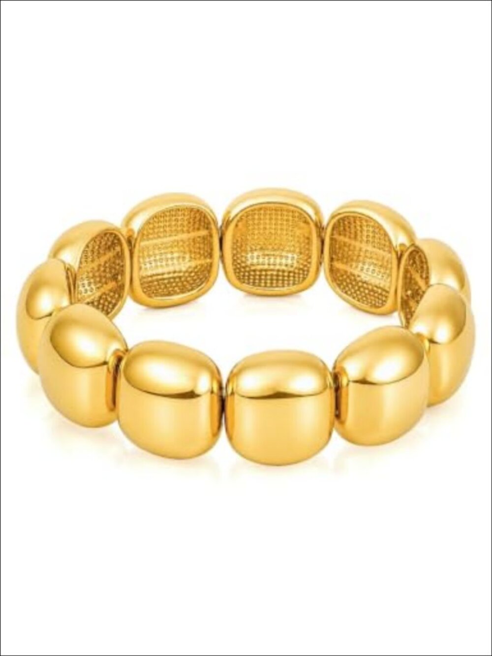Chunky Beaded Stretch Bracelet Gold Plated Statement Bangle